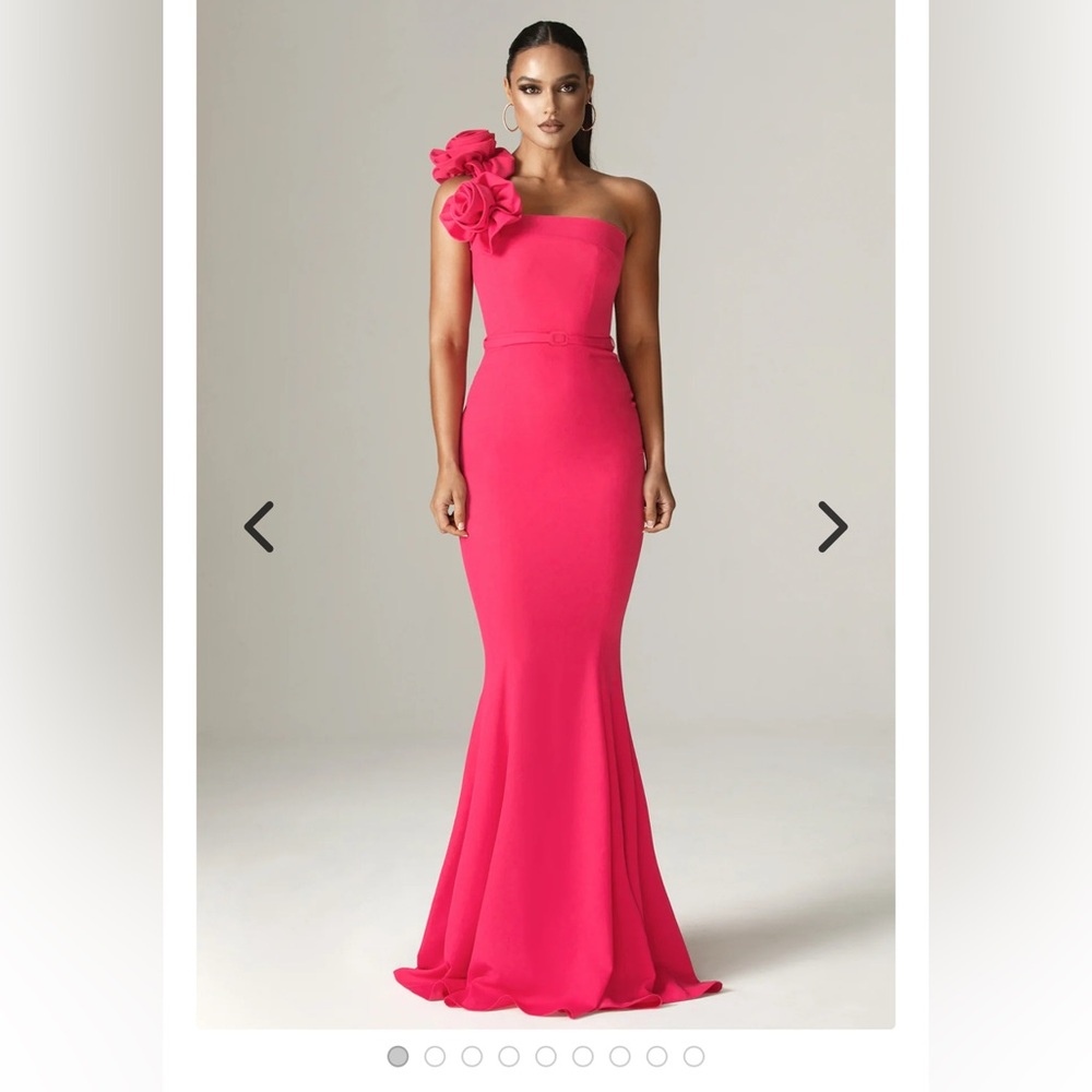 Aliava RONA 3D FLOWERS CORSET MAXI GOWN (FUCHSIA)